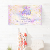 Girly Pastel Paars Dragon Baby shower Spandoek (Insitu)
