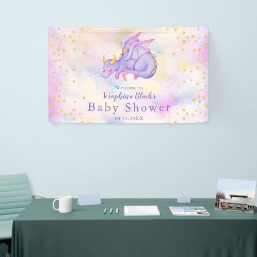 Girly Pastel Paars Dragon Baby shower Spandoek (Beurs)