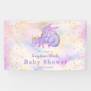 Girly Pastel Paars Dragon Baby shower Spandoek