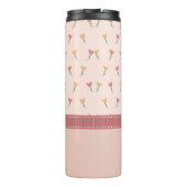 Girly Pastel Peach Heart Flower Pattern & Monogram Thermosbeker (Achterkant)