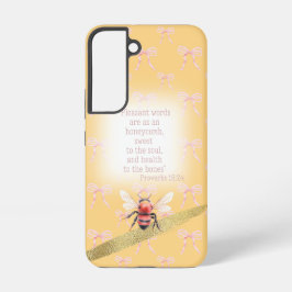 Girly Pastel Peach Pink Coquette Faith Orange Bee Samsung Galaxy Hoesje