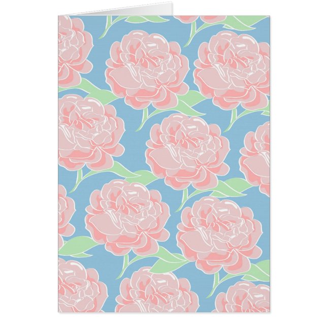  Girly Pastel Pink en Blue Floral Print (Voorkant)