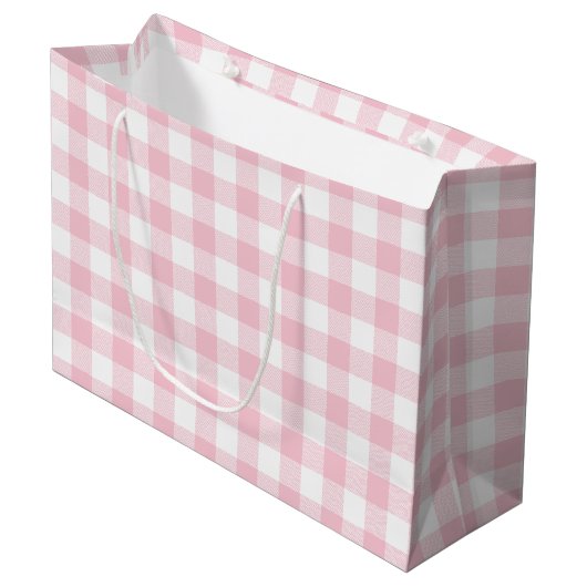 Girly Pastel Pink Gingham Pset Groot Cadeauzakje (Voorkant Gekanteld)