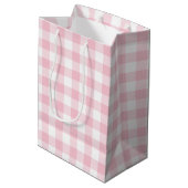 Girly Pastel Pink Gingham Pset Medium Cadeauzakje (Achterkant Gekanteld)