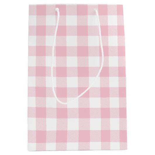Girly Pastel Pink Gingham Pset Medium Cadeauzakje (Voorkant)