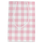 Girly Pastel Pink Gingham Pset Medium Cadeauzakje (Achterkant)