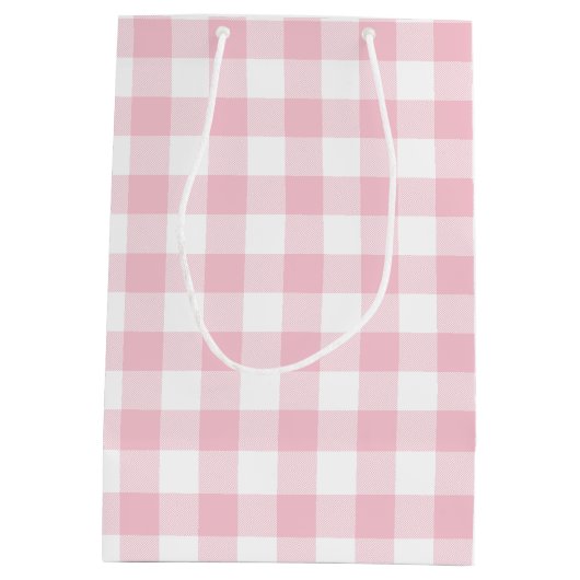 Girly Pastel Pink Gingham Pset Medium Cadeauzakje (Achterkant)