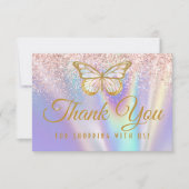 Girly Pastel Pink Lila Butterfly Glitter Sprinkle Bedankkaart (Voorkant)