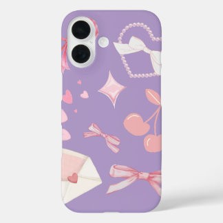 Girly Pastel Pink Lilac - Cute Feminine Aesthetic  iPhone 16 Hoesje