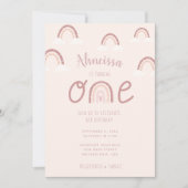 Girly Pastel Pink Rainbow Clouds First Birthday Kaart (Voorkant)