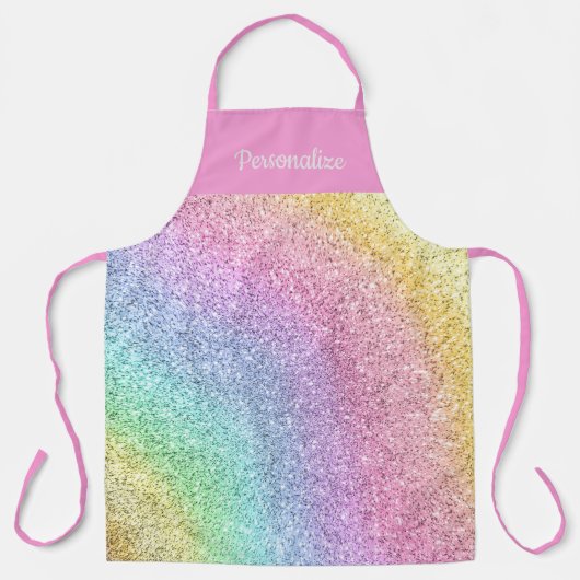 Girly Pastel Rainbow Glitter Pattern Personalized Schort (Voorkant)