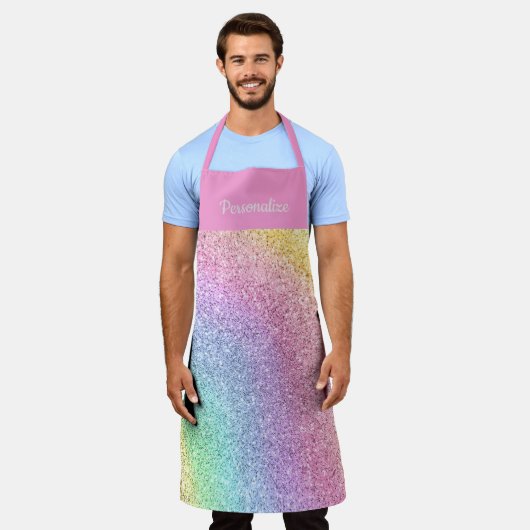 Girly Pastel Rainbow Glitter Pattern Personalized Schort (Gedragen)