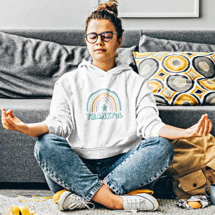 Girly Pastel Rainbow Star Typography Thankful Hoodie