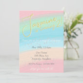Girly Pastel Rainbow Verjaardag Uitnodiging (Staand voorkant)