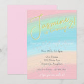 Girly Pastel Rainbow Verjaardag Uitnodiging (Voorkant / Achterkant)