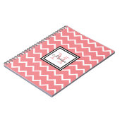 Girly Pastel Red Name Monogram Chevron Notitieboek (Linkerzijde)