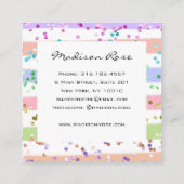 Girly Pastel Regenboog Eenhoorn Snoep Roze en Wit Vierkante Visitekaartje (Achterkant)