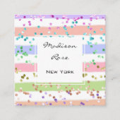 Girly Pastel Regenboog Eenhoorn Snoep Roze en Wit Vierkante Visitekaartje (Voorkant)