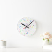 Girly Pastel regenboog wit Abstract stenen patroon Ronde Klok (Huis)