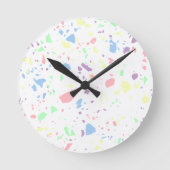 Girly Pastel regenboog wit Abstract stenen patroon Ronde Klok (Voorkant)
