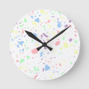 Girly Pastel regenboog wit Abstract stenen patroon Ronde Klok