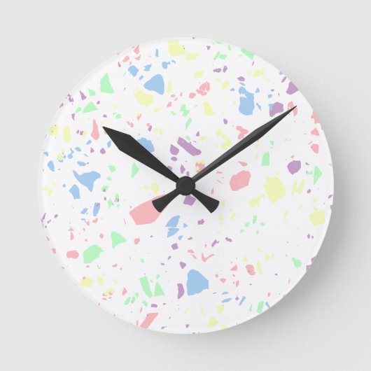 Girly Pastel regenboog wit Abstract stenen patroon Ronde Klok (Voorkant)