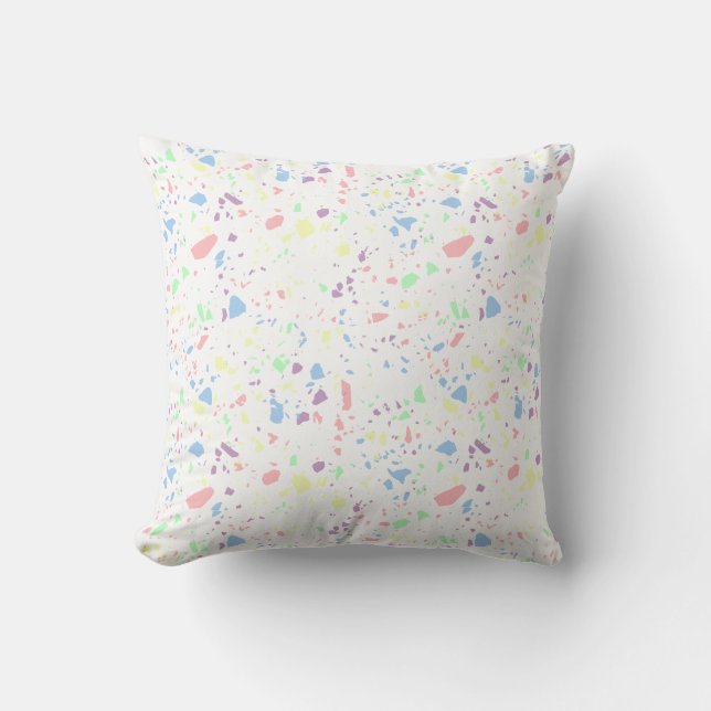 Girly Pastel Regenboog Wit Abstract Stone Patten Kussen (Voorkant)