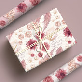Girly Pastel Roze Bloemen Rozen & Wildflower Inpakpapier Vel