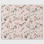 Girly Pastel Roze & Groen Eucalyptus Waterverf Cadeaupapier (Vlak)