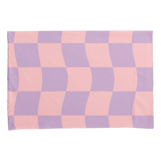 Girly Pastel Roze Paarse Wavy Check Pattern Kussensloop (Voorkant-Rechts)