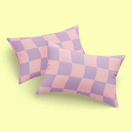 Girly Pastel Roze Paarse Wavy Check Pattern Kussensloop