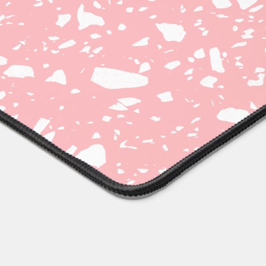 Girly Pastel Roze Wit Abstract Terrazzo Patroon Bureaumat (Hoek)