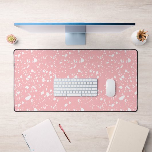 Girly Pastel Roze Wit Abstract Terrazzo Patroon Bureaumat (Kantoor 1)