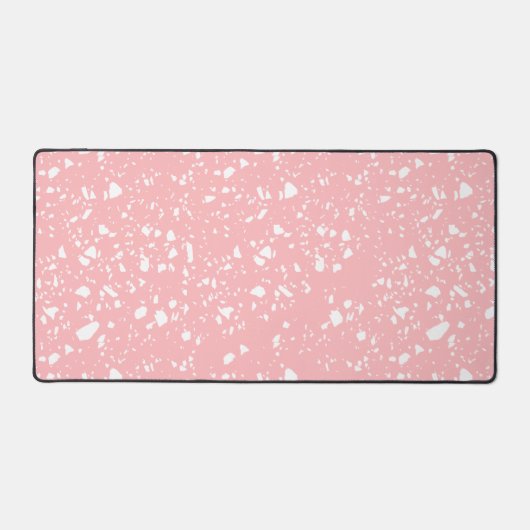Girly Pastel Roze Wit Abstract Terrazzo Patroon Bureaumat (Voorkant)