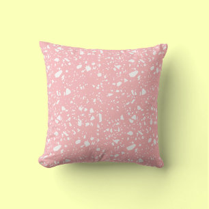 Girly Pastel Roze Wit Abstract Terrazzo Patroon Kussen