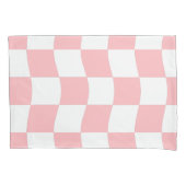 Girly Pastel Roze Wit Wavy Checker Kussensloop (Voorkant-Links)