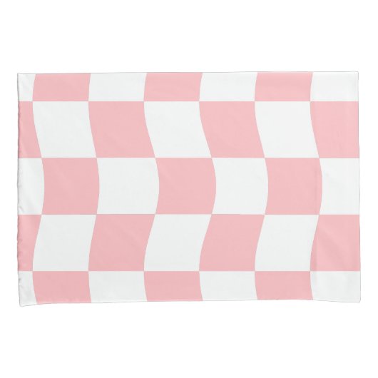 Girly Pastel Roze Wit Wavy Checker Kussensloop (Voorkant-Rechts)