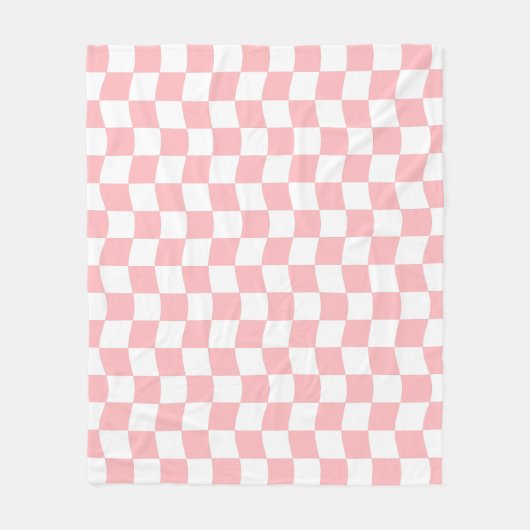 Girly Pastel Roze Wit Wavy Checker patroon Fleece Deken (Voorkant)