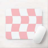 Girly Pastel Roze Wit Wavy Checkerboard Patroon Muismat (Met muis)