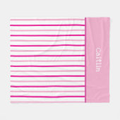 Girly Pastel Roze Witte Strepen Naam Fleece Deken (Voorkant (Horizontaal))