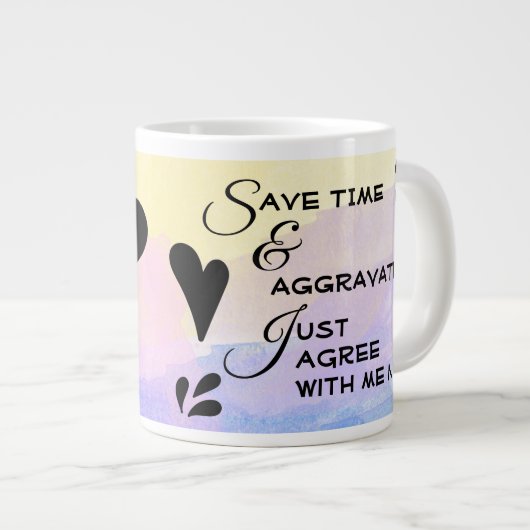 Girly Pastel Waterverf Sarcastic Typography Quote Grote Koffiekop (Voorkant rechts)