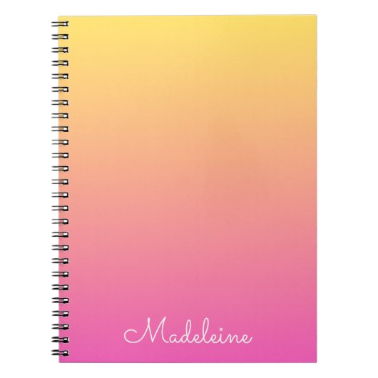 Girly Pastel Yellow and Pink Gradient Notebook Notitieboek (Voorkant)
