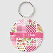 Girly Patchwork persoonlijke Sleutelhanger (Voorkant)