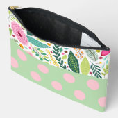 Girly patroon Groen en roze stippen en bloem Etui (Open)