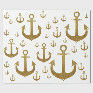 girly patroon van gouden nautische ankers cadeaupapier