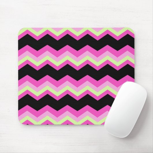 girly patroon zigzag fuchsia heet roze chevron muismat (Met muis)