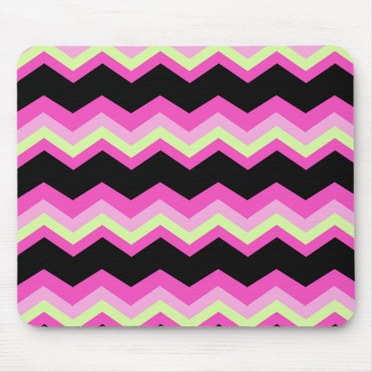 girly patroon zigzag fuchsia heet roze chevron muismat (Voorkant)