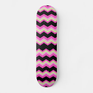 girly patroon zigzag fuchsia heet roze chevron persoonlijk skateboard