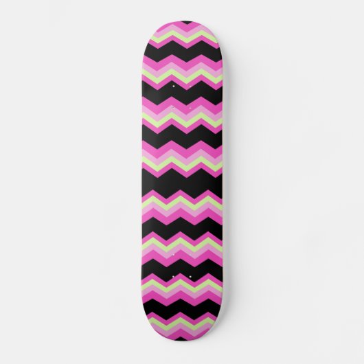 girly patroon zigzag fuchsia heet roze chevron persoonlijk skateboard (Voorkant)