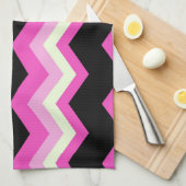 girly patroon zigzag fuchsia heet roze chevron theedoek (Quarter Fold)